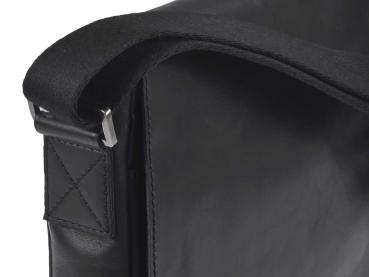 Leder Schultertasche Pur Black