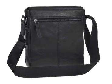 Leder Schultertasche Pur Black