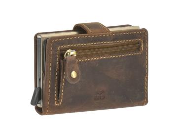 Preview: Kartenetui Leder mit Scheinfach und Münzfach ZIP "Vintage