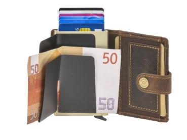 Preview: Wallet Kartenetui Leder mit Scheinfach