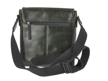 Preview: Umhängetasche Leder mit Umschlagklappe "Newport" british green