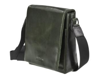 Umhängetasche Leder mit Umschlagklappe "Newport" british green