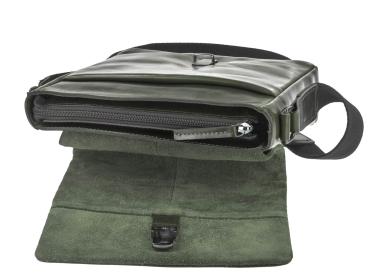 Preview: Umhängetasche Leder mit Umschlagklappe "Newport" british green