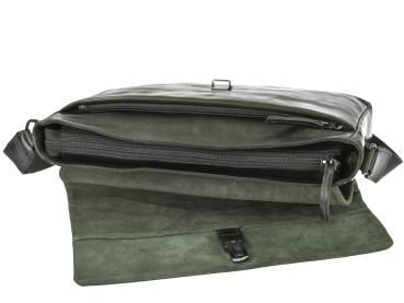 Preview: Umhängetasche Leder Überschlagklappe "Newport" british green