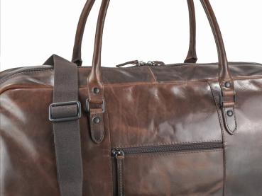 Preview: Reisetasche Leder 55x26x26cm Sporttasche Weekender "Newport" coffee
