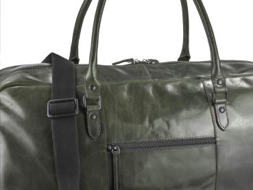 Preview: Reisetasche Leder 55x26x26cm Sporttasche Weekender "Newport" british green