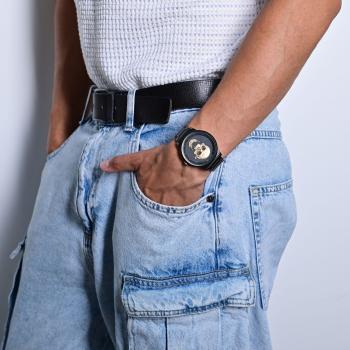 Preview: Raptor Herrenuhr "Jano" Totenkopf mit Edelstahlband