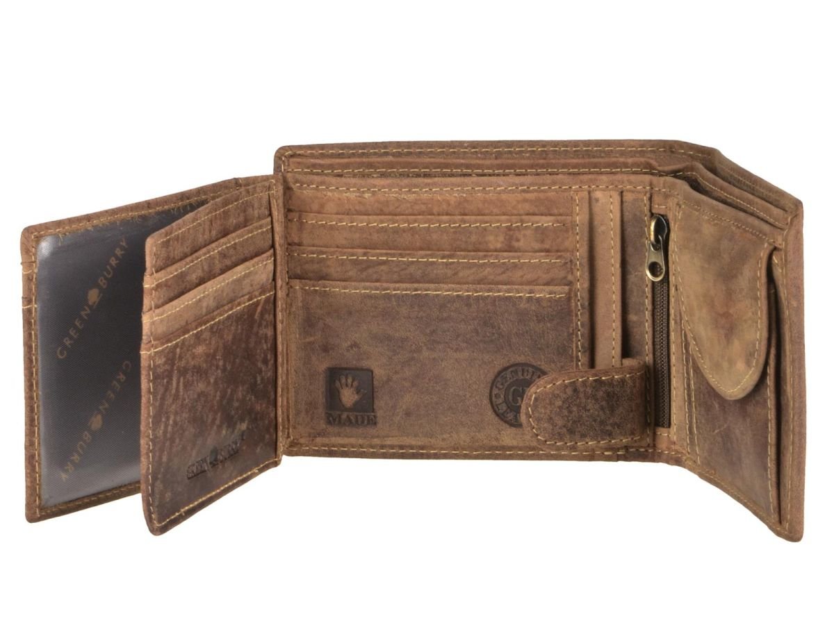 Greenburry Vintage Geldbörse Aus Leder – Klein & Praktisch, Sattelbraun Mit Druckknopf, 10 Cm