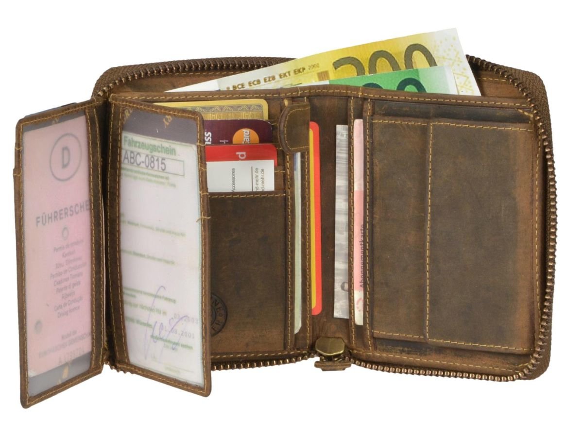 Hill Burry Hochwertige Große Vintage Leder Damen Geldbörse Grün - Bel