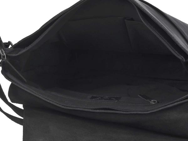 Leder A4-Umhängetasche "Pure Black"