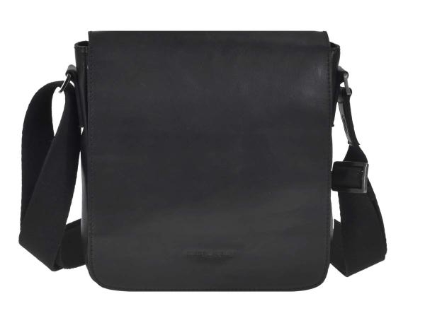 Leder Schultertasche Pur Black