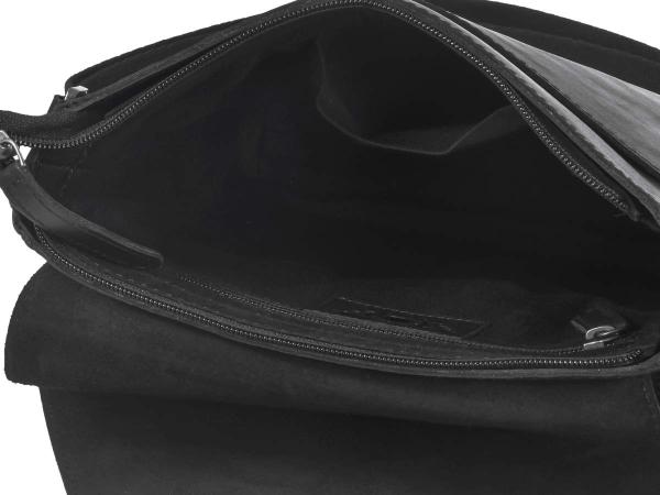 Leder Schultertasche Pur Black