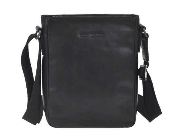 Leder Schultertasche "Pure Black"