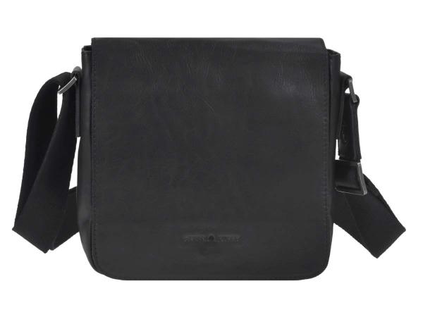 Leder Umhängetasche II Square "Pure Black"