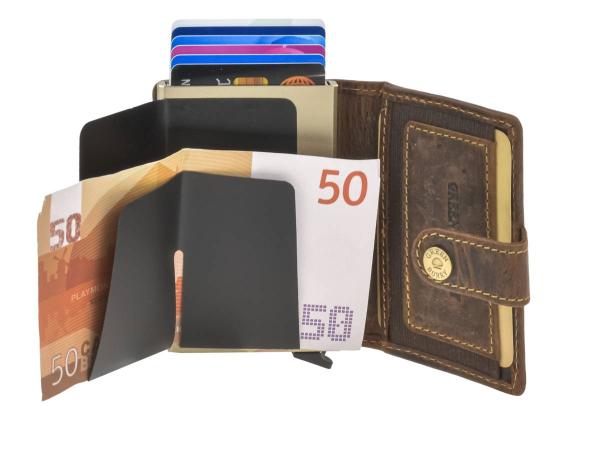 Kartenetui Leder mit Scheinfach und Münzfach ZIP "Vintage