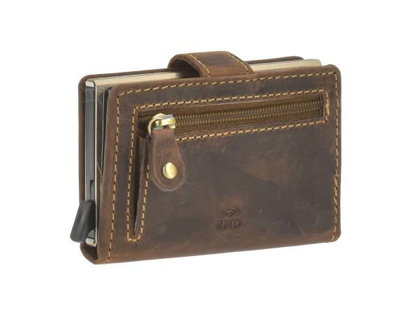 Kartenetui Leder mit Scheinfach und Münzfach ZIP "Vintage