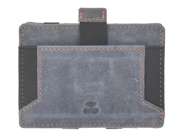 Leder Magic Wallet "Vintage RFID" Steel Blue