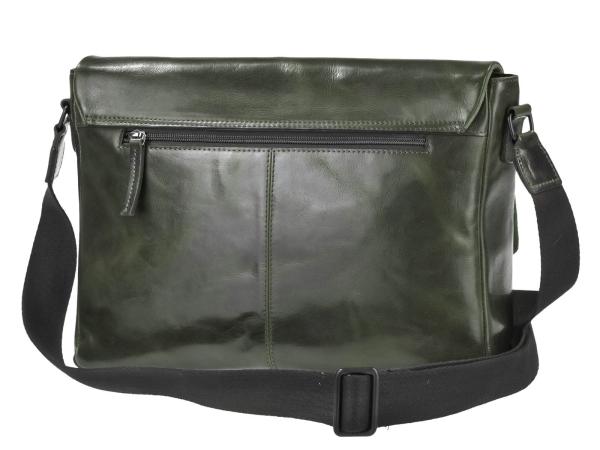 Umhängetasche Leder Überschlagklappe "Newport" british green