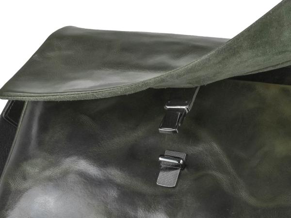 Umhängetasche Leder Überschlagklappe "Newport" british green