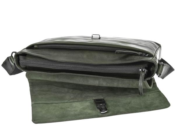 Umhängetasche Leder Überschlagklappe "Newport" british green