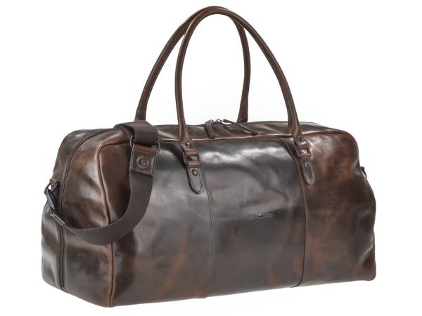Reisetasche Leder 55x26x26cm Sporttasche Weekender "Newport" coffee