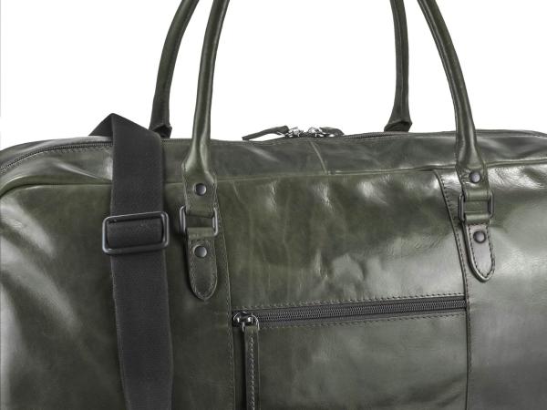 Reisetasche Leder 55x26x26cm Sporttasche Weekender "Newport" british green