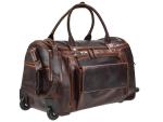 Reisetasche Trolley mit Rollen Leder 54x37cm "Rugged" teak brown